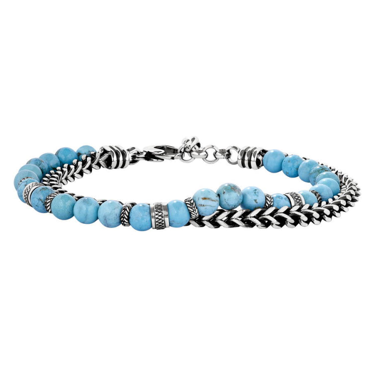 Square Fox Tail Chain and Turquoise Bracelet