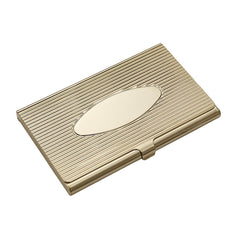 Lined Business Card Case with Polished Central Oval