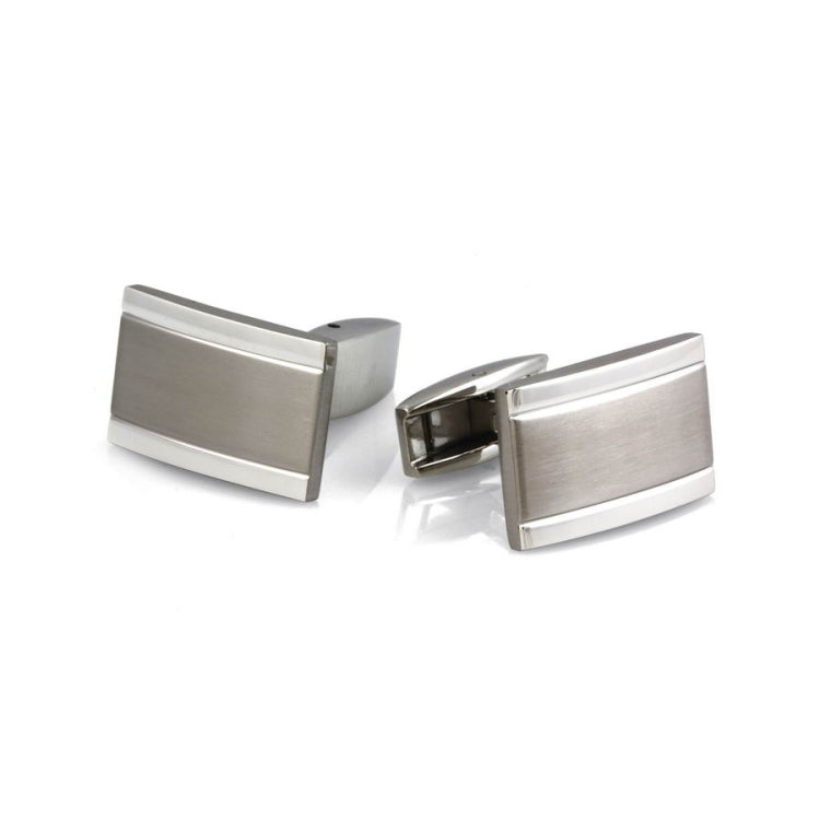 Rectangle Cufflinks with Satined Center and Polished Edges