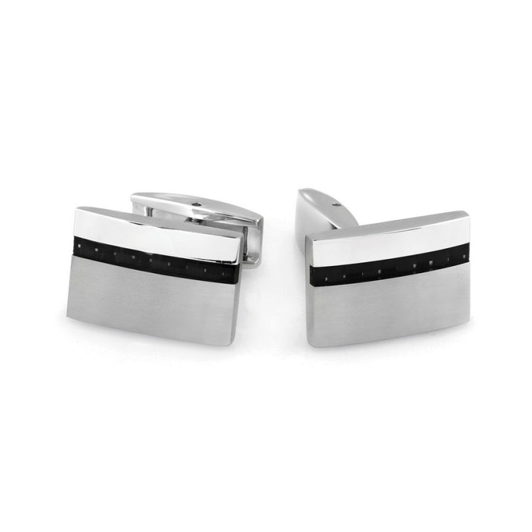 Rectangle Cufflinks with Carbon Fiber Stripe