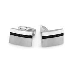 Rectangle Cufflinks with Carbon Fiber Stripe