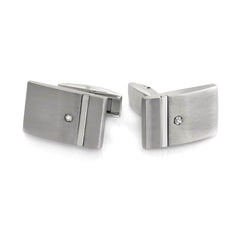 Rectangle Cufflinks with Polished Stripe and Diamond