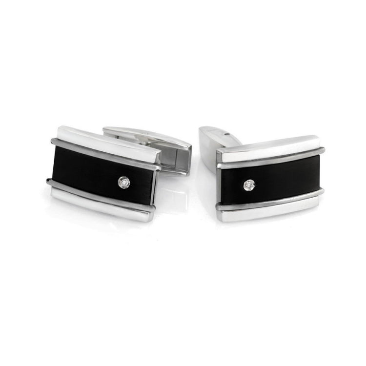 Rectangle Black Titanium and Diamond Cufflinks