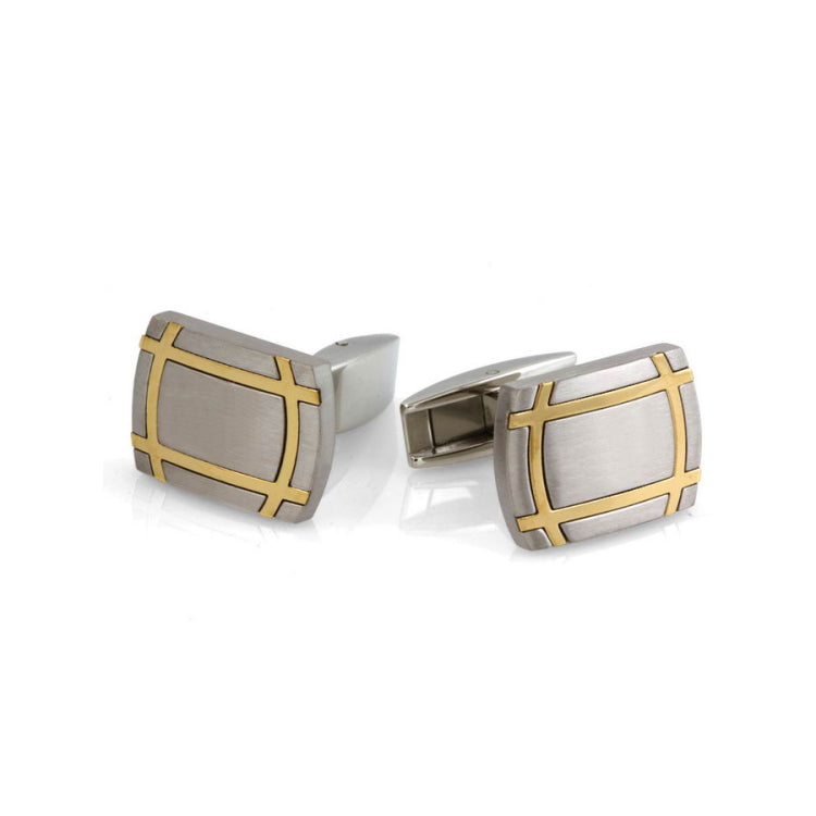 Satined Cushion Cufflinks with Gold Tone Border