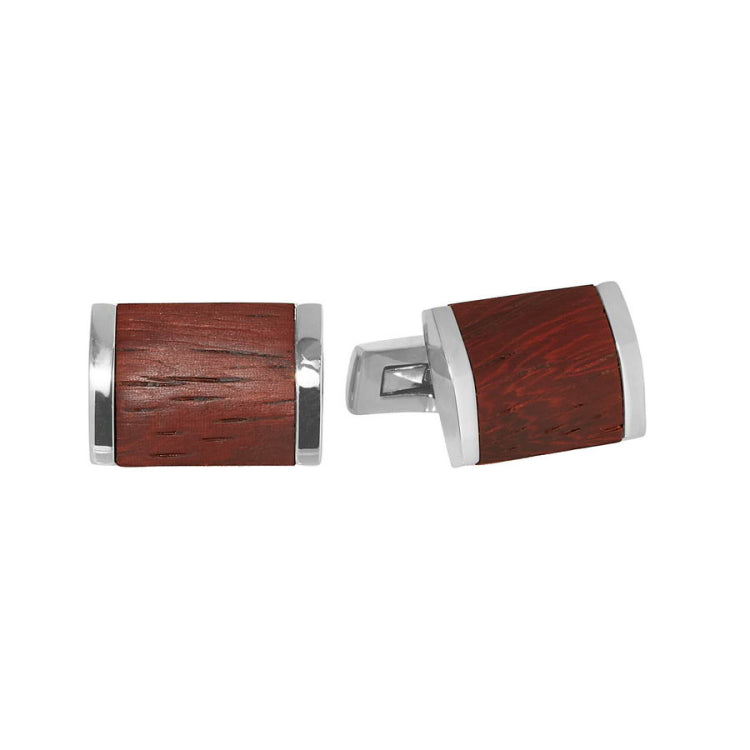 Rectangle Cufflinks with Wooden Center
