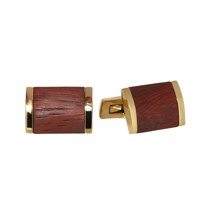 Rectangle Cufflinks with Wooden Center