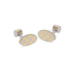 Two Tone Oval Checkerboard Cufflinks
