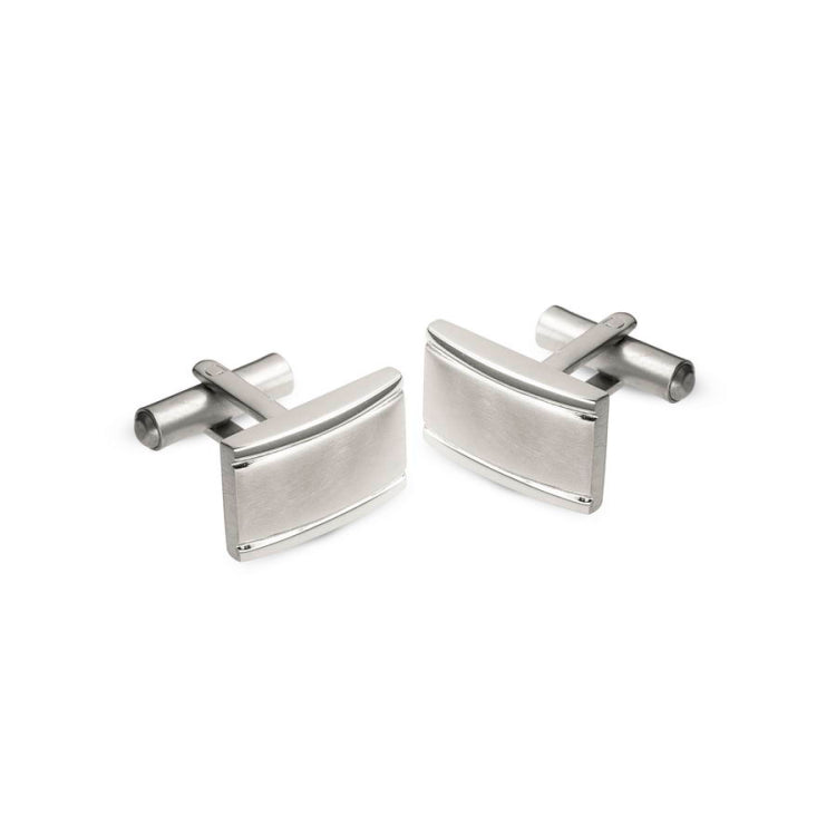 Brushed Rectangle Cufflinks with Lined Edge