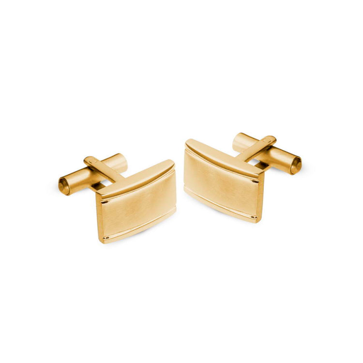Brushed Rectangle Cufflinks with Lined Edge