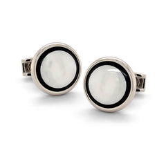 Round Black Onyx and Mother of Pearl Cufflinks