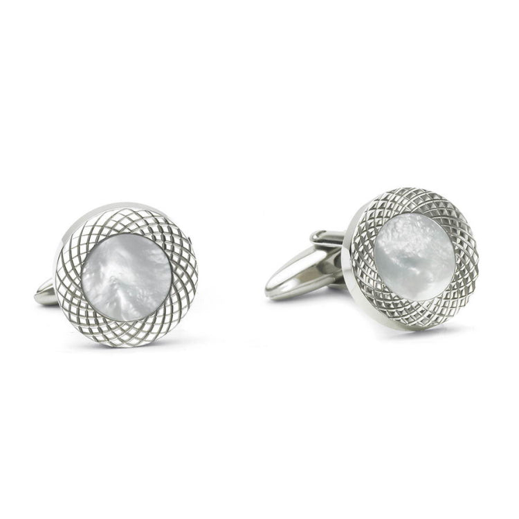 Round Cufflinks with Mother of Pearl Center