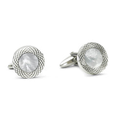 Round Cufflinks with Mother of Pearl Center