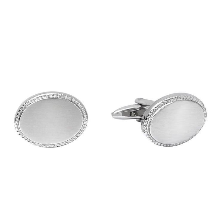 Satined Oval Cufflinks with Beaded Edge