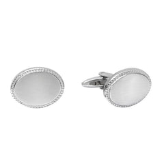 Satined Oval Cufflinks with Beaded Edge