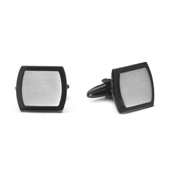 Brushed Barrell Shaped Cufflinks with Black Border