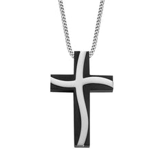 Black Cross with Stainless Steel Wave Design