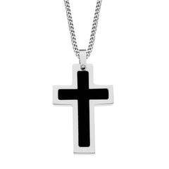 Black Matte Cross with Stainless Border