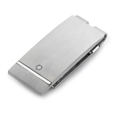 Satined Money Clip with Polished Stripe and Diamond