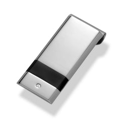 Polished and Black IP Finish Money Clip with Diamond