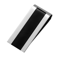 Polished Money Clip with Black Center Stripe