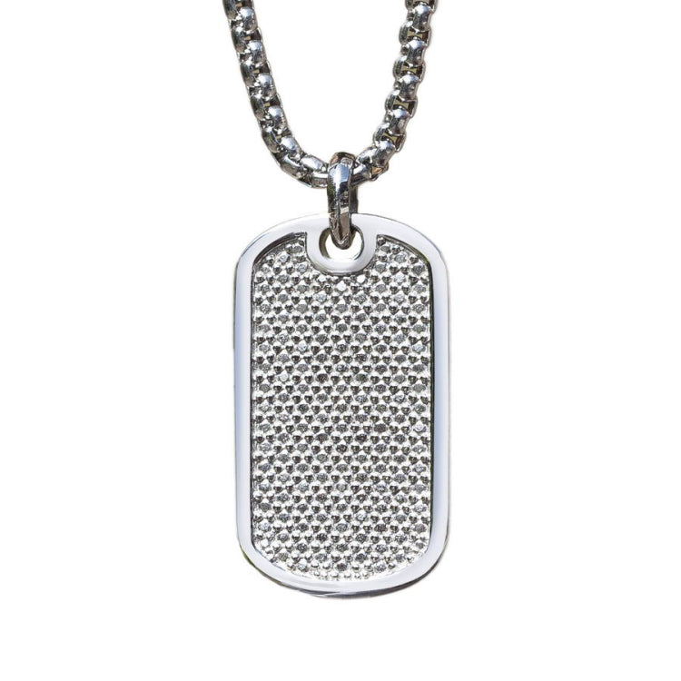 Dog Tag with Simulated Diamonds