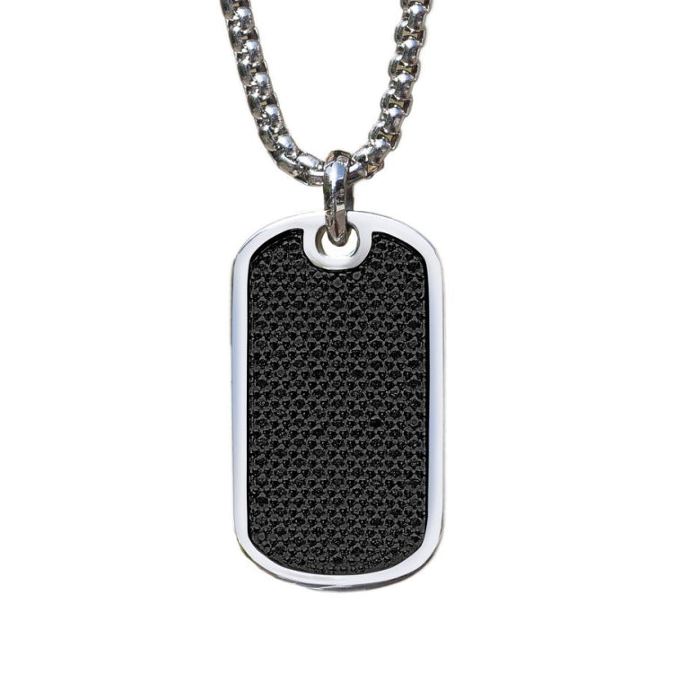 Dog Tag with Simulated Black Diamonds