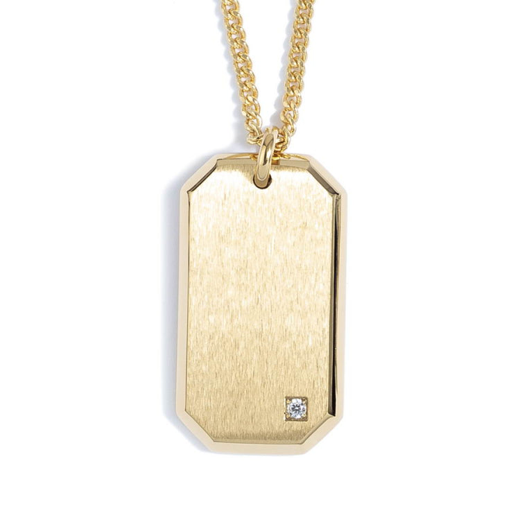 Satined Dog Tag with Diamond