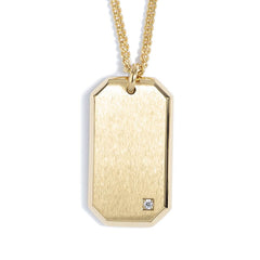 Satined Dog Tag with Diamond