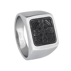 Square Ring with Cross Design