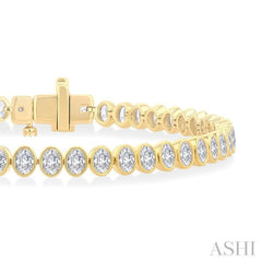 4 5/8 Ctw North-South Bezel Set Oval Cut Diamond Tennis Bracelet in 14K Yellow Gold