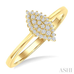1/6 Ctw Petite Marquise Shape Round Cut Diamond Cluster Fashion Ring in 10K Yellow Gold