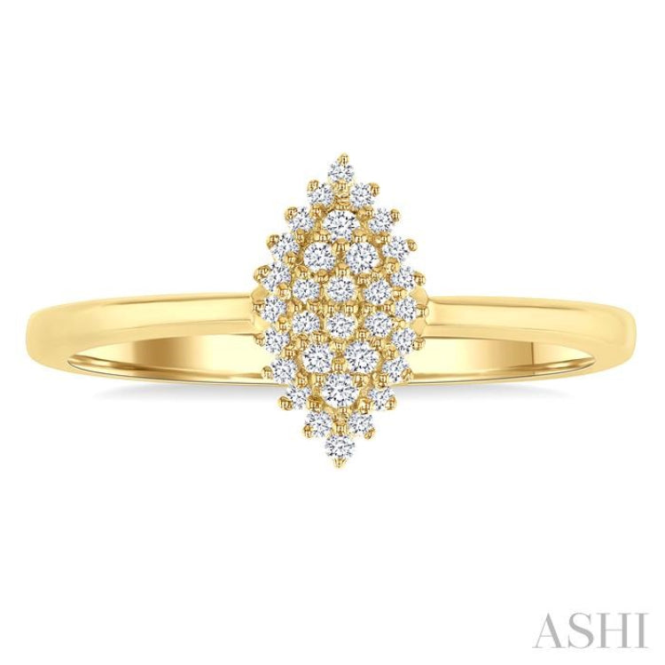 1/6 Ctw Petite Marquise Shape Round Cut Diamond Cluster Fashion Ring in 10K Yellow Gold