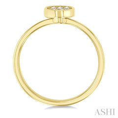 1/6 Ctw Petite Bezel Set Oval Shape Fusion Baguette and Round Cut Diamond Fashion Ring in 10K Yellow Gold