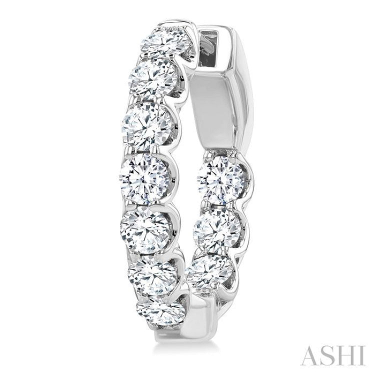 2 Ctw Inside-Out Embellished Round Cut Diamond Hoop Earrings in 14K White Gold