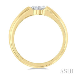 1/3 Ctw East-West Set Pear Cut Diamond Solitaire Fashion Ring in 14K Yellow Gold