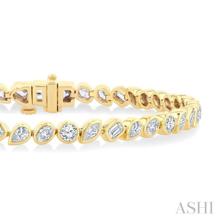4 Ctw Mixed Diamond Cut Fashion Tennis Bracelet in 14K Yellow Gold