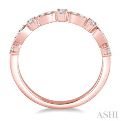 1/4 Ctw Lattice Marquise and Circular Mount Round Cut Diamond Stackable Band in 14K Rose Gold