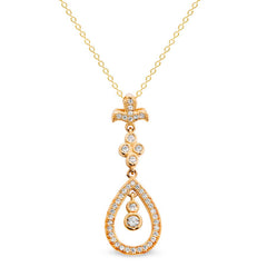 Fleur De Lis Teardrop Pendant with Simulated Diamonds