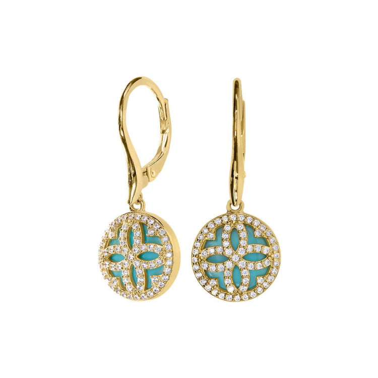 Turquoise Mother of Pearl Clover Earrings