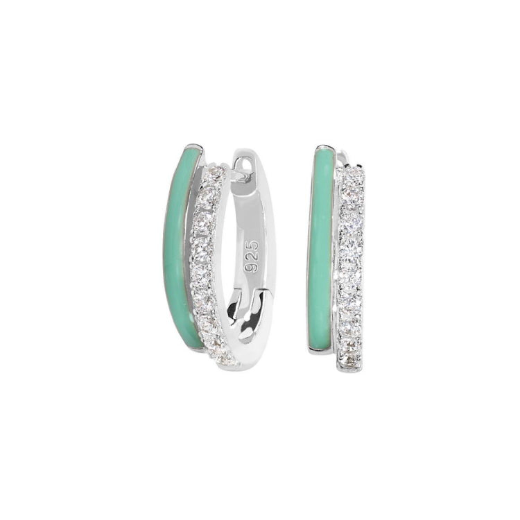 Mint Enamel Huggie Hoop Earrings