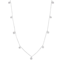 Nine Bezel Set Dangling Diamond Station Necklace