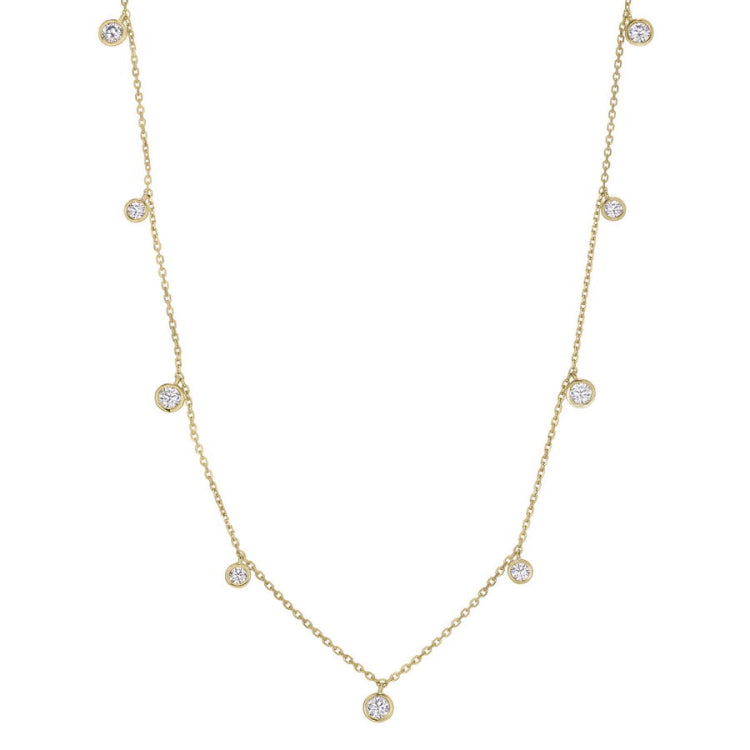 Nine Bezel Set Dangling Diamond Station Necklace