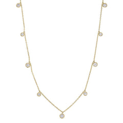 Nine Bezel Set Dangling Diamond Station Necklace