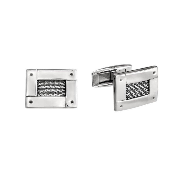 Four Way Rectangle Cufflinks with Mesh Insert