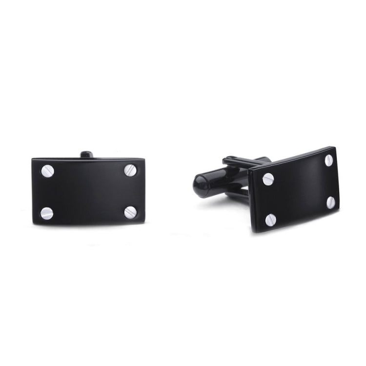 Black Cufflinks with Corner Screws