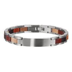 Wooden Link Bracelet with ID Plate