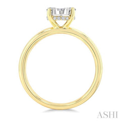 1/2 Ctw Bold Shank Oval Shaped Lovebright Round Cut Diamond Ring in 14K Yellow and White Gold