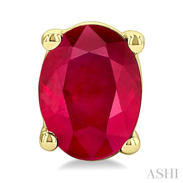 4X3 MM Oval Shape Ruby Precious Stud Earrings in 14K Yellow Gold