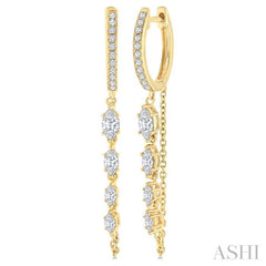 3/4 Ctw Marquise and Round Cut Diamond Journey Long Chain Fashion Earrings in 14K Yellow Gold