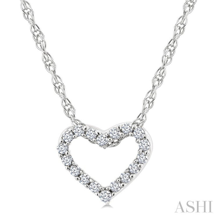1/20 Ctw Heart Shape Round Cut Diamond Pendant With Chain in 10K White Gold